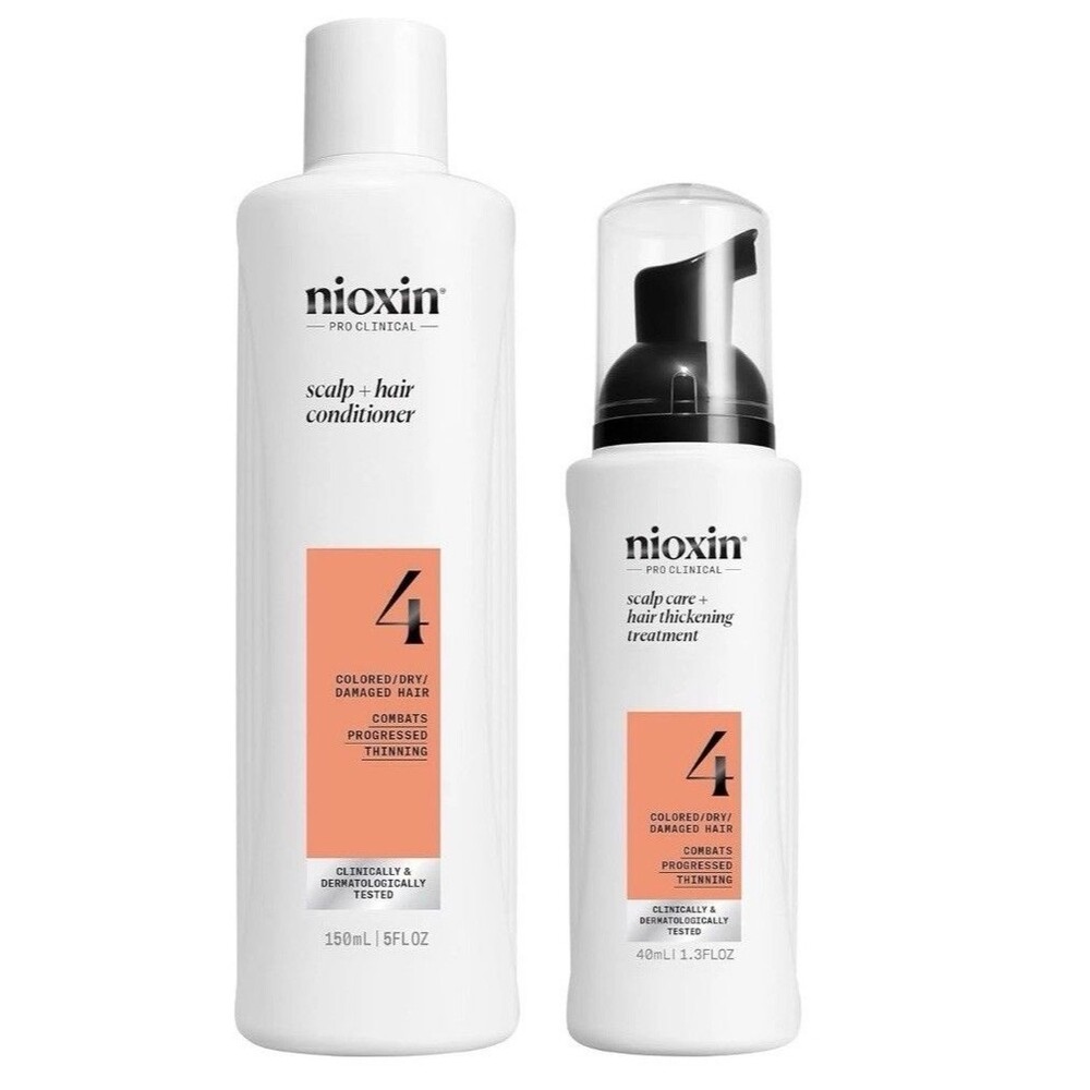 NIOXIN Scalp + Hair Coditioner System 4 + Hair Thickening Treatment 5 oz , 1.3oz